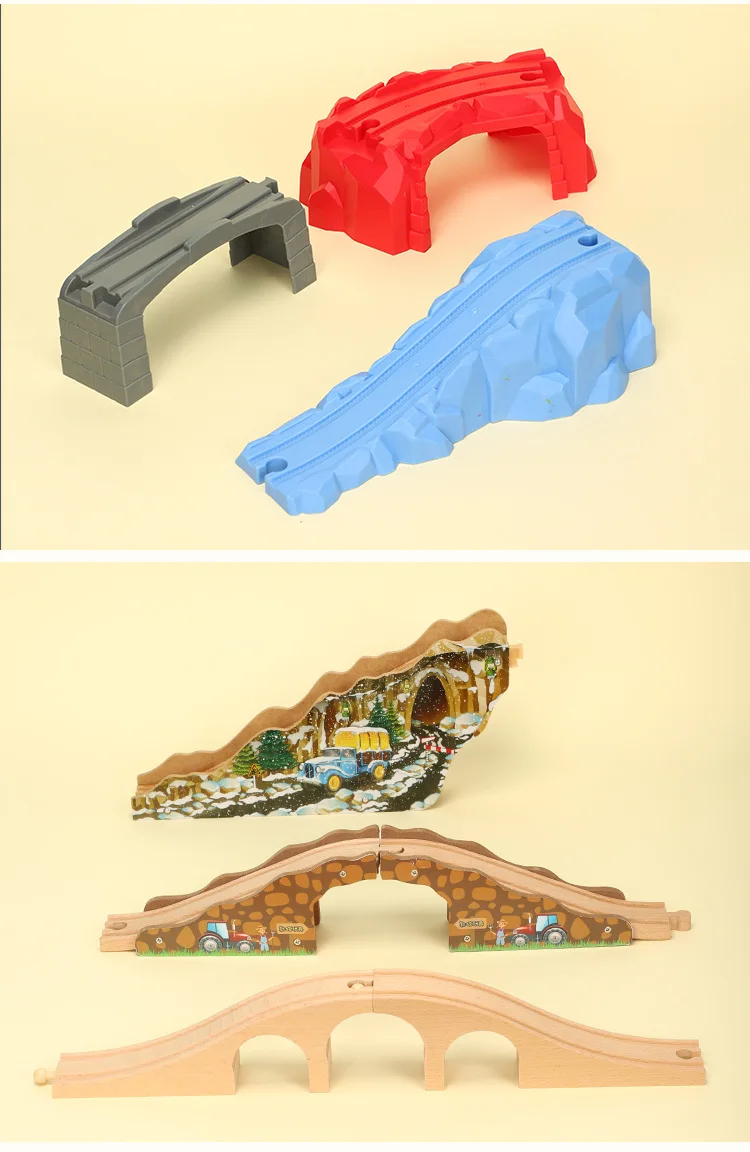 Друзья деревянный поезд трек железнодорожный мост аксессуары различные компоненты туннель крест мост деревянные игрушки развивающие игрушки