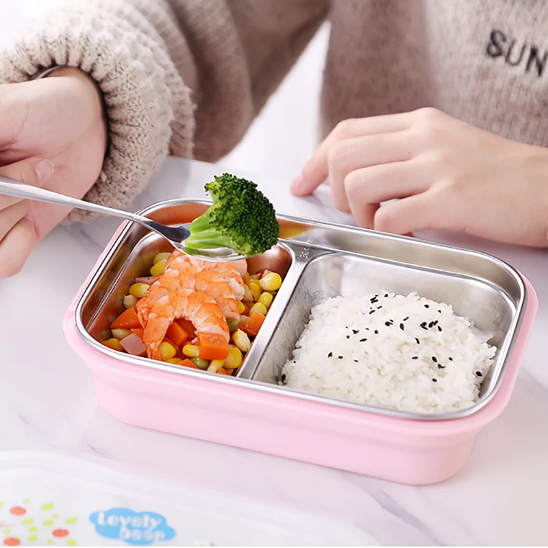 ONEUP 304 Ланч-бокс из нержавеющей стали для детей мультфильм экологичный Bento box герметичный контейнер для еды для школы и пикника