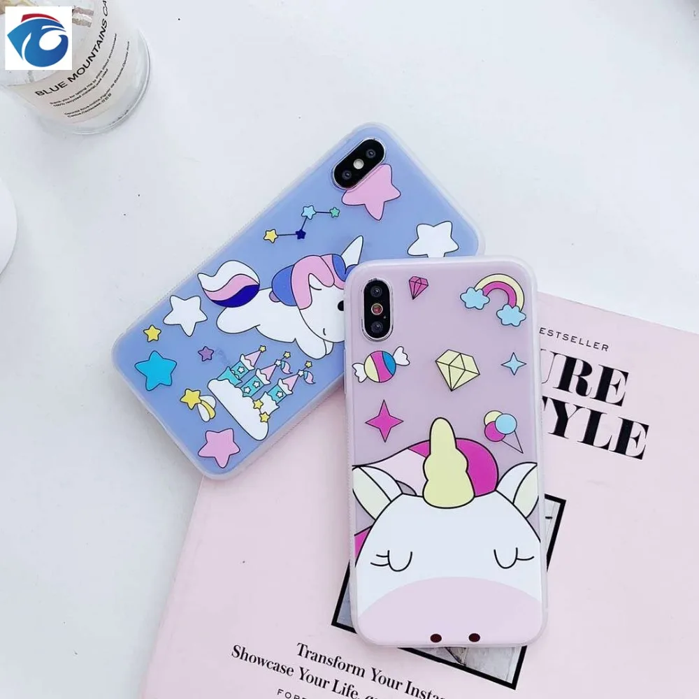 HUANQING Cute Cartooon Unicorn Phone Case For iphone X XR XS Max Case for iphone 6 6s 7 8 plus Cover Rainbow Fashion Soft Case03