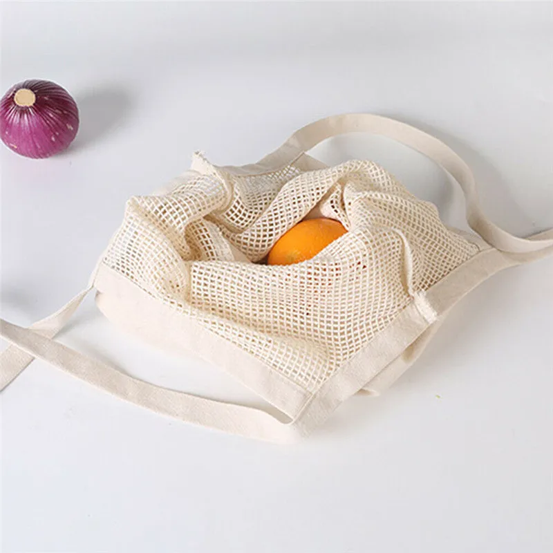 Новая хлопковая Сетчатая Сумка для шопинга модные Многоразовые Пакеты для фруктов строка Хранение продуктов сумка высокое качество экологически чистый мешок