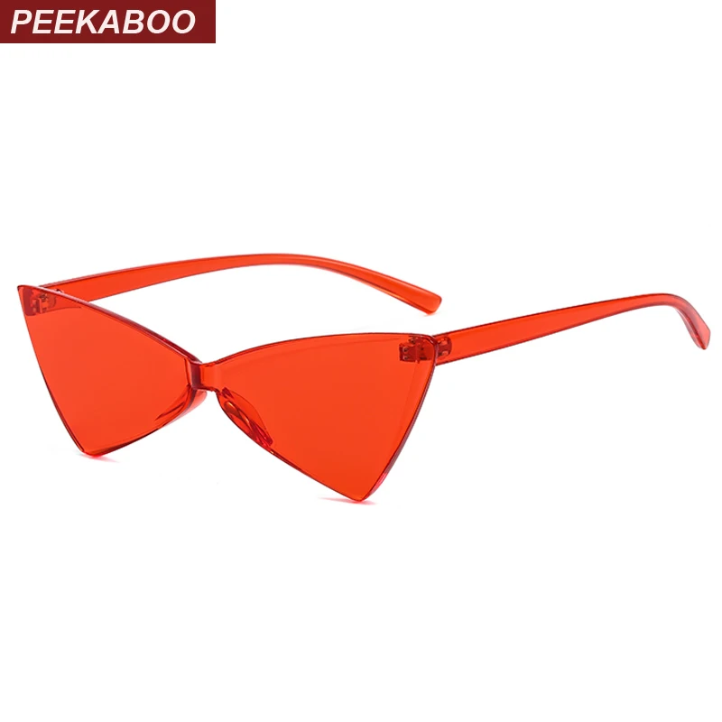 

Peekaboo red one piece sunglasses women triangle 2019 transparent cat eye sun glasses butterfly party uv400 candy color