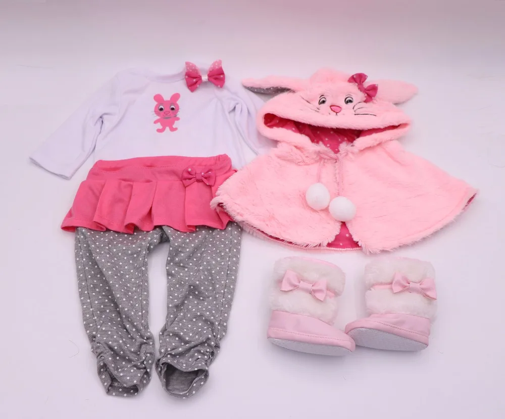 Новорожденный 19 дюймов реалистичные для маленьких девочек розового цвета с изображением кролика Одежда силиконовые bebe reborn baby doll для лучшие детские игрушки для детей на день рождения, Рождество, игрушка в подарок