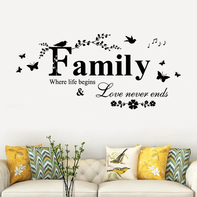 3d wall stickers Family Removable Art Vinyl Mural Home living room Decor self-adhesive Wall Stickers wallpaper 2018 Fashion
