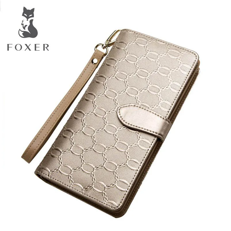 FOXER 2018 new women wallets fashion designers women long wallet leather embossed purse wallet women clutch bag FOXER 2018 new women wallets fashion designers women long wallet leather embossed purse wallet women clutch bag