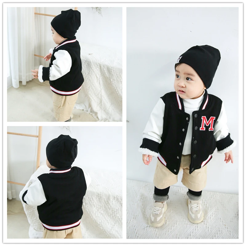 SFC-275 Sengfei Active New Children Baby Boys Outerwear Winter Button Baseball Uniform Plus Velvet Coat |