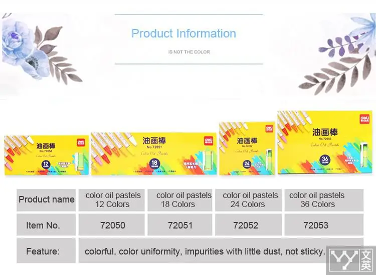 Caixa de Cor Pastéis de Óleo para Estudante da Escola de Papelaria Cores Desenho Pastel Caneta Suprimentos Deli 72053 Kawaii Bonito 36 - 8 Pastéis De Óleo para Estudante Da Escola