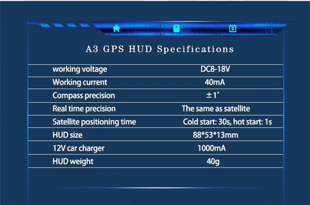 3." Winshield проектор GPS Спидометр A3 HUD автомобилей Head Up Дисплей цифровой спидометр автомобиля OBD2 автомобиля ускорения Предупреждение