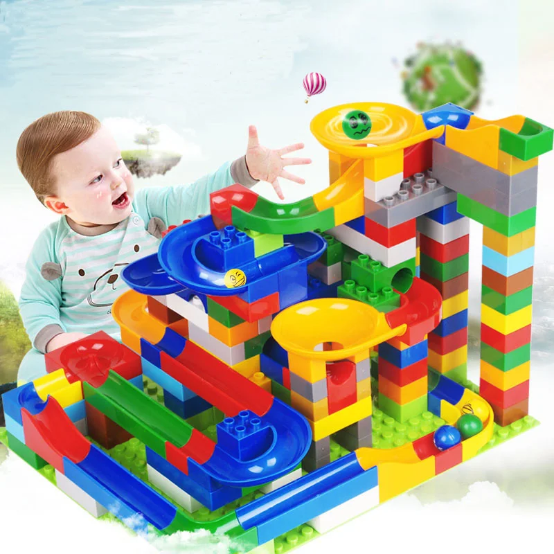 Строительные блоки большого размера, мраморные гоночные беговые лабиринты, мячи, строительные и строительные игрушки, подарок на день рождения, развивающие игрушки для детей