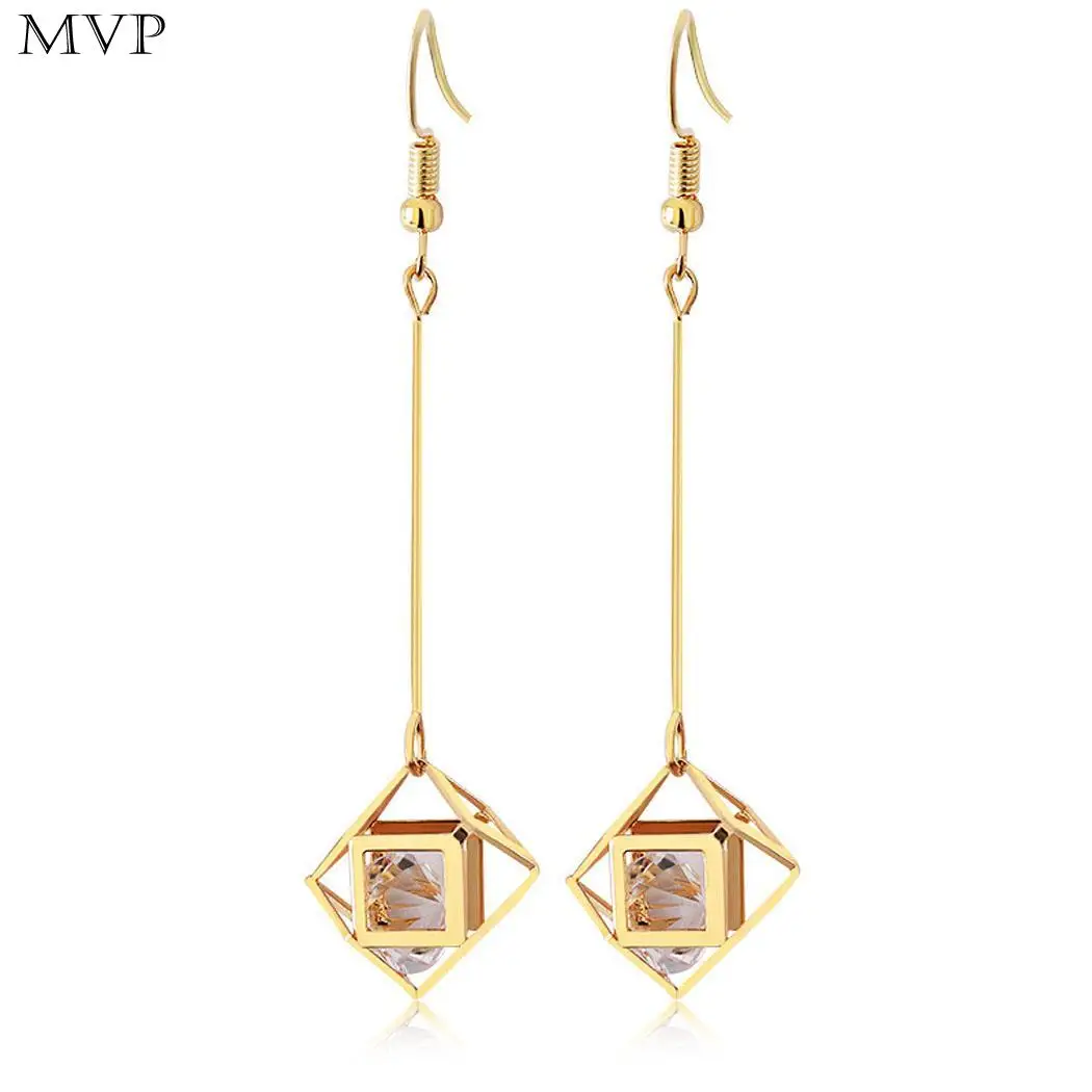 

FANALA Crystals Earrings Dangle for Women Square Girls Jewelry Fashion Long Tassel Dangle Earring Statement Jewelry