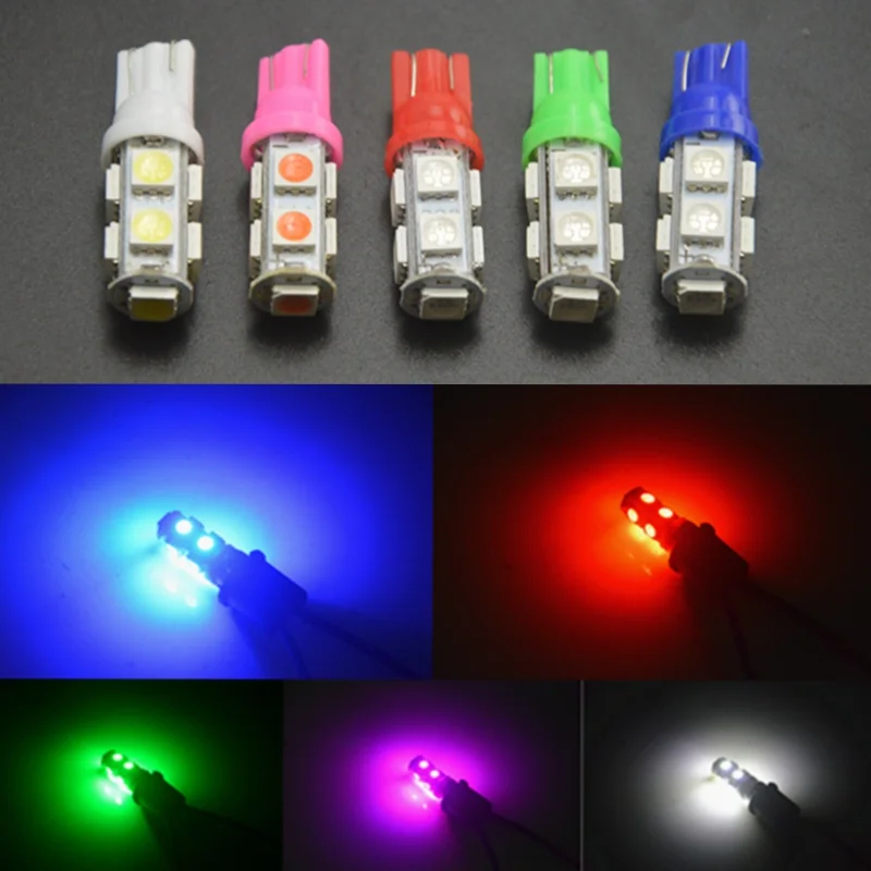 10x Автомобильный свет T10 W5W 5050 9SMD светодиодные лампы авто cob маркер 194 501 Клин для