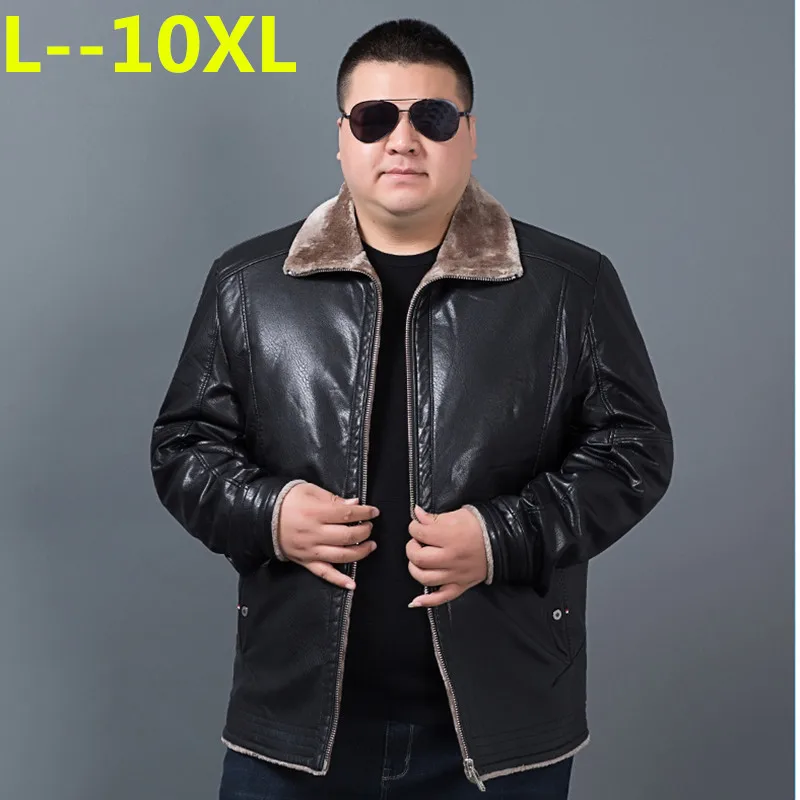 Плюс 10XL 8XL 6XL На зимнем меху пальто кожаная куртка мужская Овчина кожа зимняя куртка для мужчин интегрированный начес с утеплителем; узкая теплая куртка