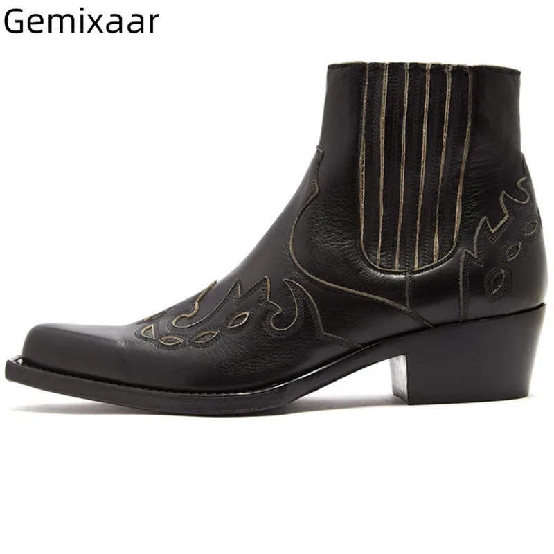 

Casual Genuine Leather Men Shoes Point Toe Flat Heel Comfy Insole Party Shoes 2019 Black Color Decor Sewing Pattern Man Shoes
