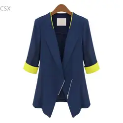 MwOiiOwM Мода Blazer осень-лето Половина рукава блейзеры Для женщин костюмы куртки Тонкий молнии Повседневное пальто, офис леди носить