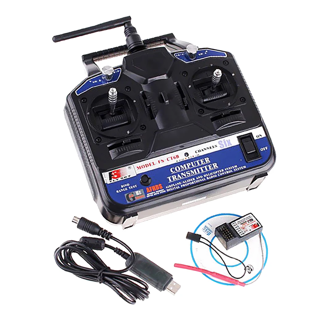 Flysky FS-CT6B 2.4G 6CH Radio System RC Model Transmitter w/ FS-R6B Receiver