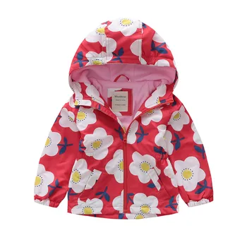 

MEANBEAR Europe America Girls Jacket Fleece Lining Hooded Outerwear Flower Windbreaker Kids Baby Girl Waist-Controlled 2018 New