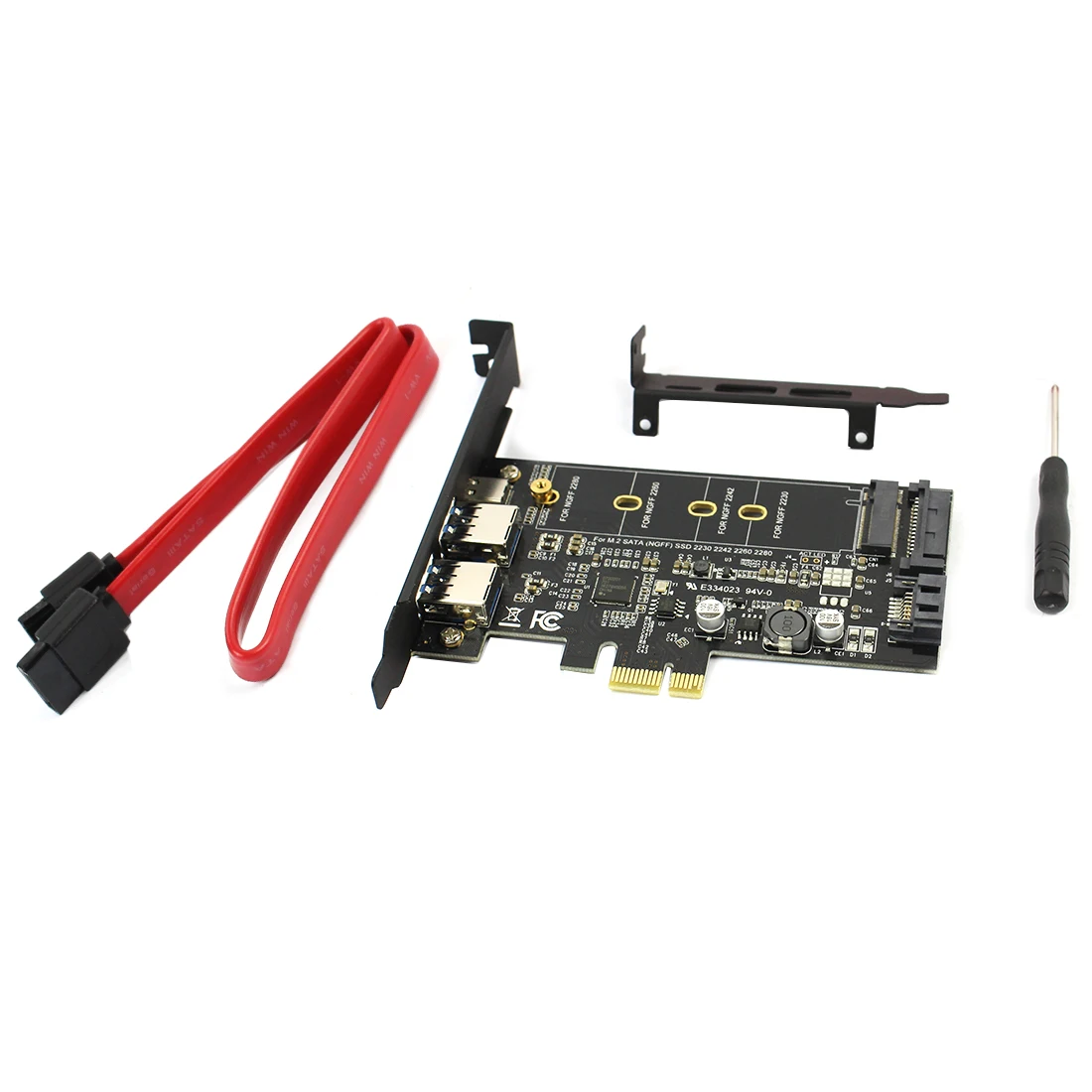 Dual USB3.0 1 port Type-c M.2 PCIe Adapter M2 SSD SATA B Key to PCI-e 3.0 Controller Converter Card For NGFF 2280 2260 2242 2230