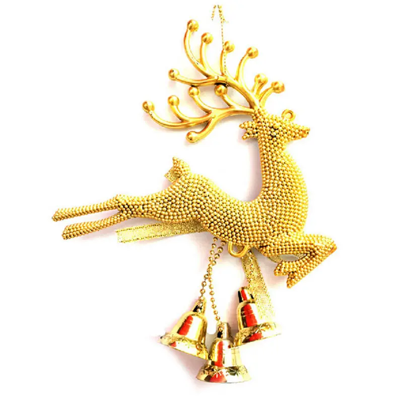 

1PCS Deer Bell For Tree Hanging Baubles Gold Sliver Color Christmas Ornaments Festival Party Xmas Tree Hanging Decoration