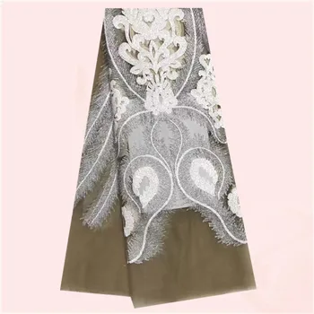 

Latest apparel cloth African tulle cloth French net lace fabric with shinning sequins GN91(5yards/lot) multi color