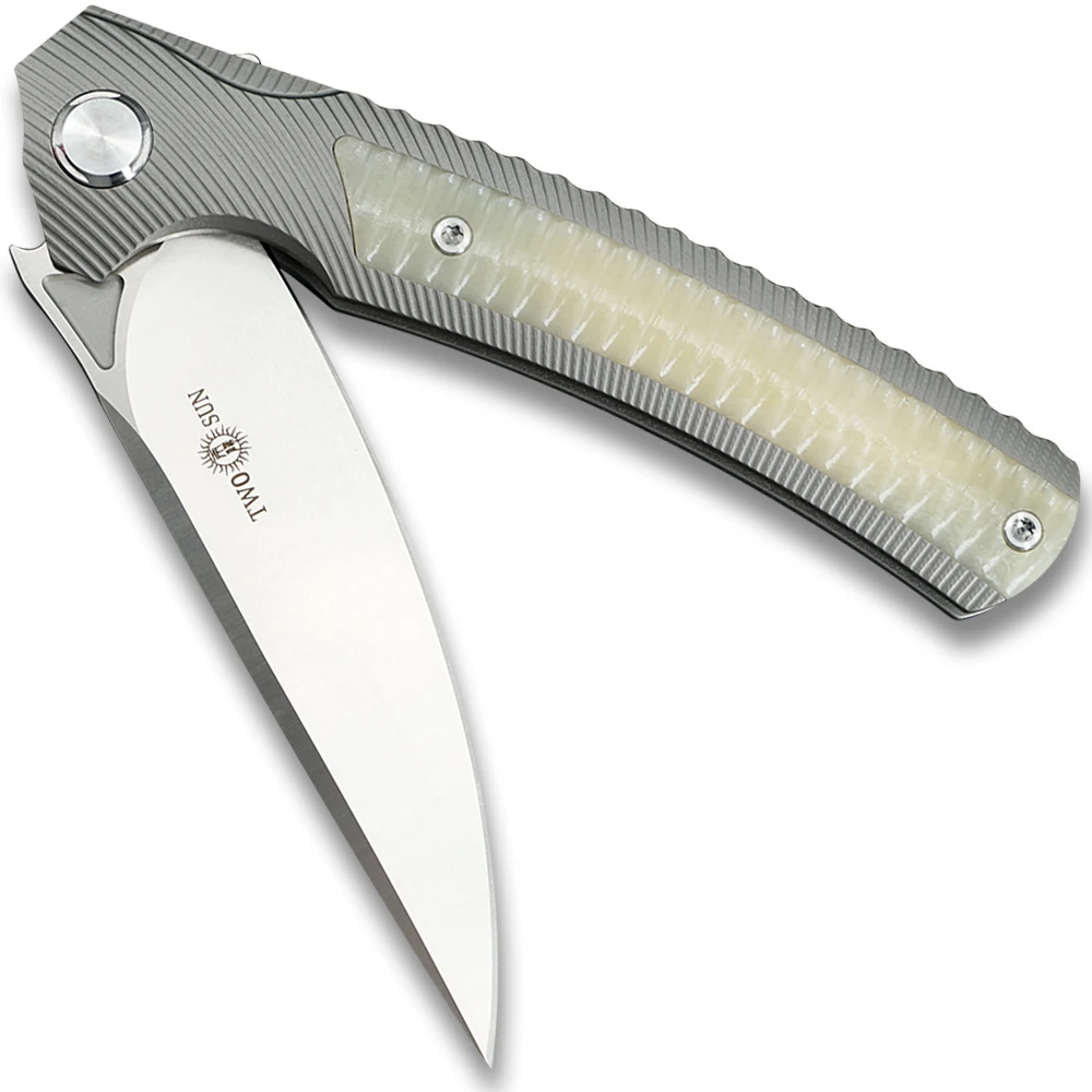 Twosun d2 лезвие складной карманный нож тактические ножи охотничий нож инструмент для выживания EDC TC4 титановый шариковый подшипник быстрооткрывающийся TS81