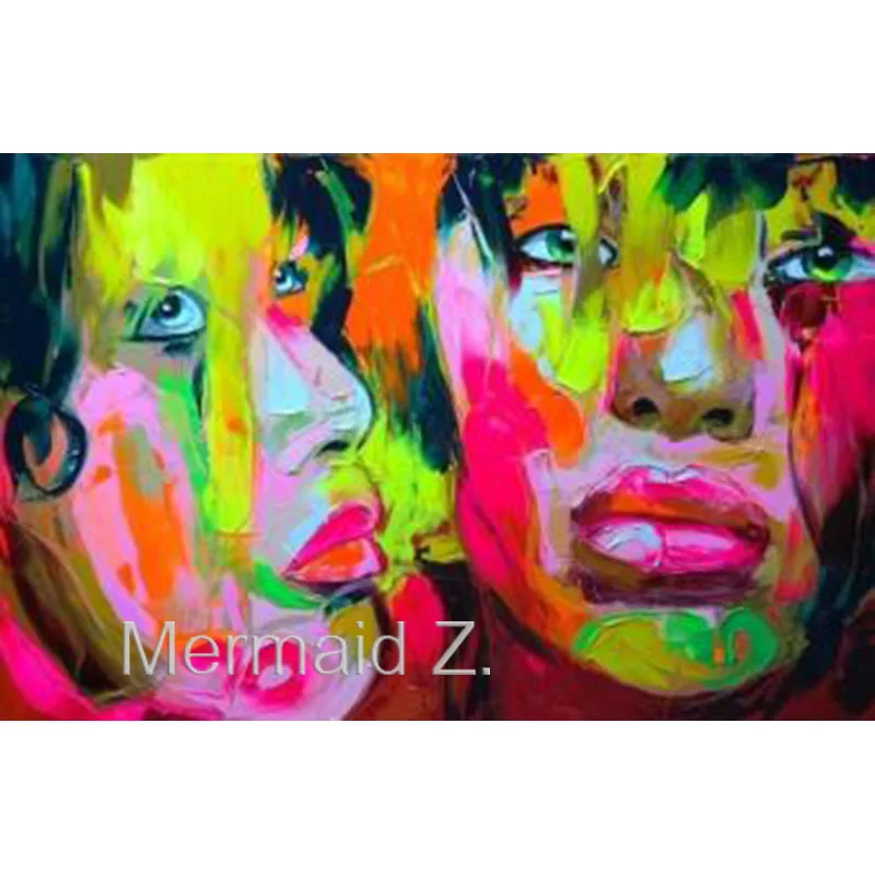 

100% Handmade Oil Painting Pop Art Nielly Francoise Man Face Modern Abstract Painting on canvas no frame Palette knife painting