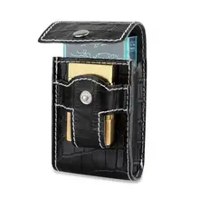 Woman/Men Crocodile Pattern Leather Cigarette Case Wallet ,With Lighter Holder Waist Belt Loop Box