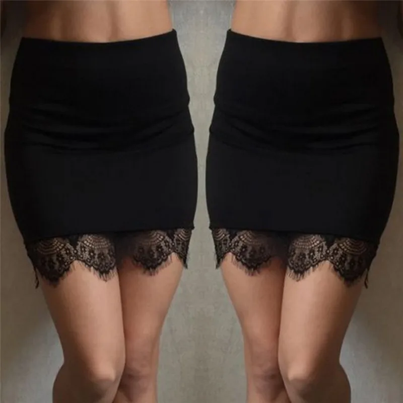 

2017 Black Pencil Skirt Lace Bodycon Skirts Womens Spring Summer Tight Sexy Mini Skirt