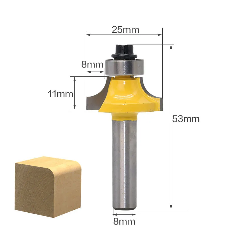 5pcs Bit Round Over Edge Forming Router Bit Set-8 Mm Shank Woodworking Cutter Fillet Knife