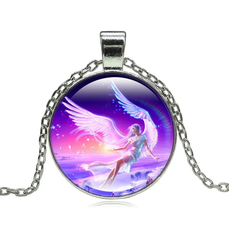 XUSHUI XJ Angel стеклянный кабошон кулон ожерелье модное ювелирное изделие Серебряная