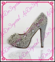 Aidocrystal Sexy Runde Kappe Schuhe Frau High Heel 14 cm Hohe Frauen High Heels weiße hochzeit Pumps Strass Schuhe