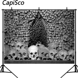 Capisco Бесшовные Фон фотографии Doomsday череп головы Хэллоуин фон новорожденный оригинальный дизайн фэнтези студия реквизит