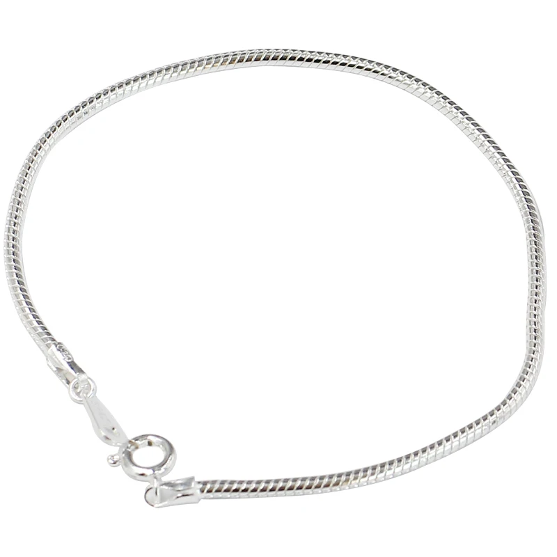

925 Simple Silver Round Snake Bone Chain Lady Thin Bracelet