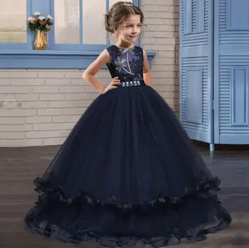 

Kids Fancy Girl Flower Petals Dress Children Costume Bridesmaid Outfits Elegant Dress for Girl Vestido Party Prom Gown Princess
