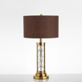 

Modern Simple Crystal Table Lamp Bedside Bedroom Living Room Hotel Table Lights Home Deco Fabric Desk Lamp Shade Desk Light