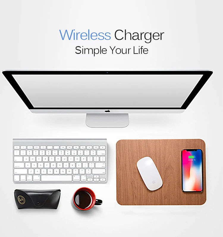 Fimilef QI Wireless Charging Mouse Pad Mat Wood Pattern Phone Wireless Charger for Iphone 8 Plus X for Samsung Galaxy S7 S8 S6 (12)