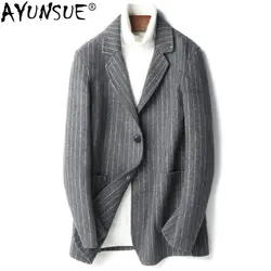 AYUNSUE осень-зима Шерстяное пальто Для мужчин в Корейском стиле модные короткие тонкий пальто 2018 новые кашемировые куртка плюс Размеры Casaco