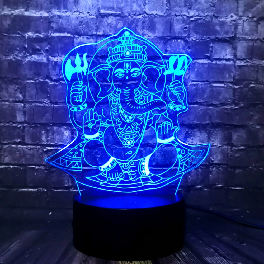 Новый Будда 3D LED USB ночник визуальный 7 видов цветов иллюзия RGB настольная лампа