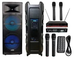 STARAUDIO двойной 15 дюймов 5000 W PA DJ активный динамик для сцены микрофон со светодиодной подсветкой с 2 канала беспроводной карманный микрофон