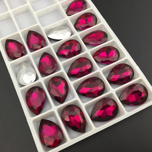 4x6mm~30x40mm Colors Teardrop Glass Crystal Fancy Stone Pointed back Pear Rhinestone Droplet Beads for Jewelry Making 