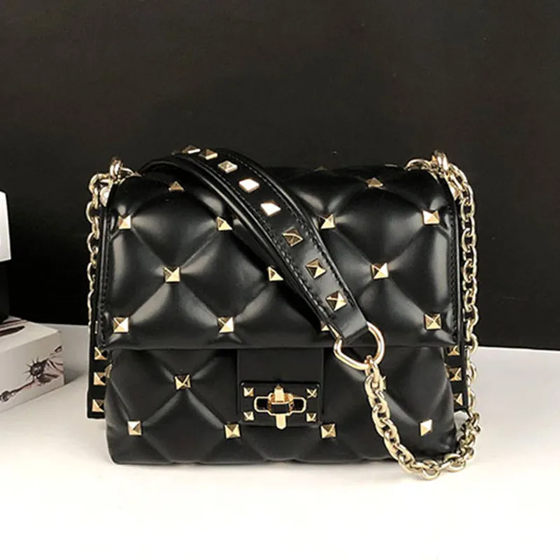 

Mini Rivet Shoulder Flap Bags Luxury Fashion High Quality Sheepskin Chain Shoulder Messenger Bags Women Leather Handbags