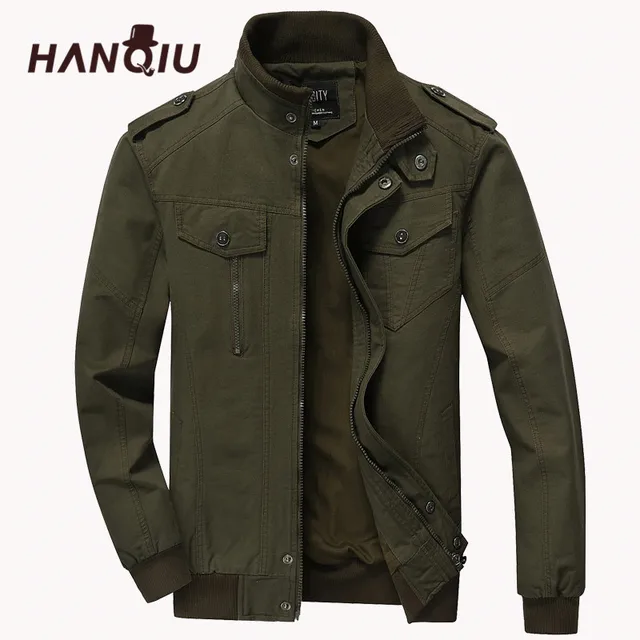 $US $32.54  HANQIU Plus Size 6XL Brand Bomber Jacket Men Autumn Cotton Male Cargo Coat Army Military Men Cargo 