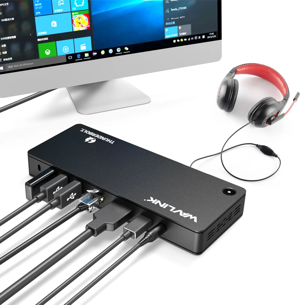 Wavlink Thunderbolt 3 док-станция 4 k@ 60Hz DisplayPort USB 3,0 85W для зарядки Gigabit Ethernet для MacBook pro сертифицировано Intel