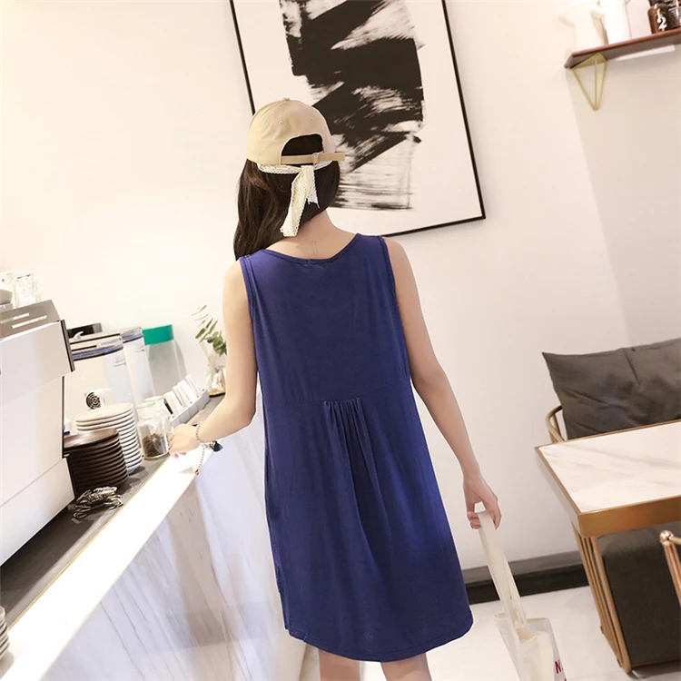 Nursing Dress Summer loose Maternity Dresses Sleeveless Pregnancy Dress for Pregnant Women Daily Home Wearing Maternity Clothes (27)