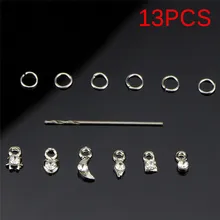 13 шт./компл. посеребренные металлические стразы кисточкой сплав украшения кулон Шарм Маникюрный Инструмент Шарм ювелирные изделия 3D модные нейл-арта