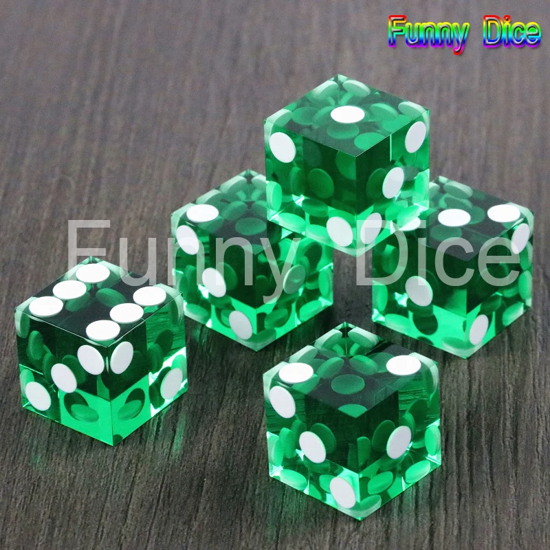 1 шт. D6 19 мм зеленые игровые кости, с краями бритвы и совпадающими серийными номерами, шестигранные прозрачные игральные кости для казино