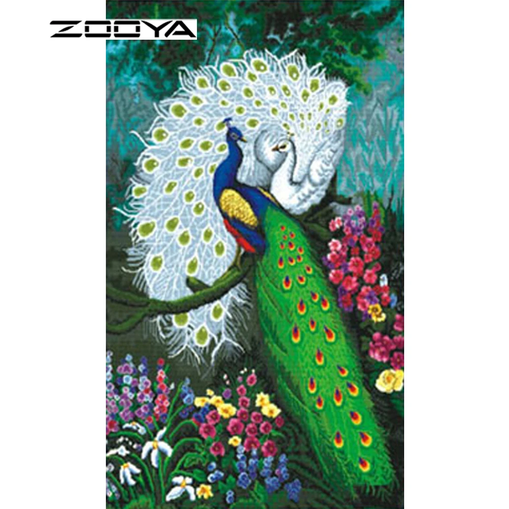 Zooya DIY Diamond Lukisan Lukisan Berlian Burung Merak Dan Zooya DIY Diamond Lukisan Lukisan Berlian Burung Merak Dan