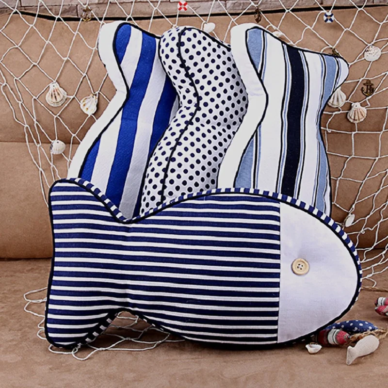 

Mediterranean style Home decoration Creative pillow Cartoon Car cushion Anime Striped fish pattern pillow custom made