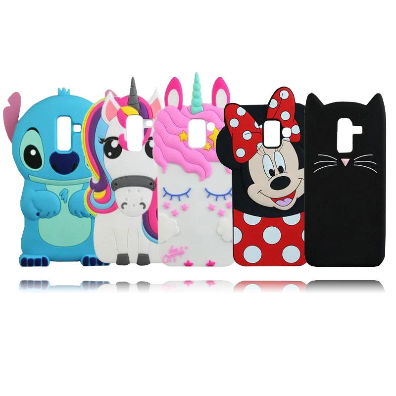 

Cartoon Unicorn 3D Silicone Soft Cell Phone Back Skin Stitch Minnie Case Cover For Samsung Galaxy A6 2018 / A6 Plus 2018