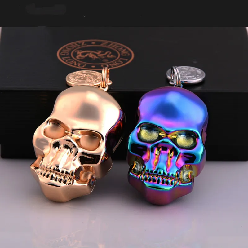 Модный Череп Электронный USB зажигалки с кольцом для ключей ветрозащитный