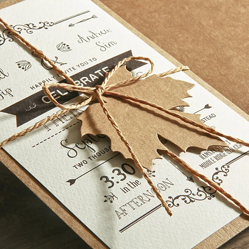  5x7 Rustic Wedding Invitations Unique Wedding Cards with Invitation Envelope - Set of 50 - 32851938048