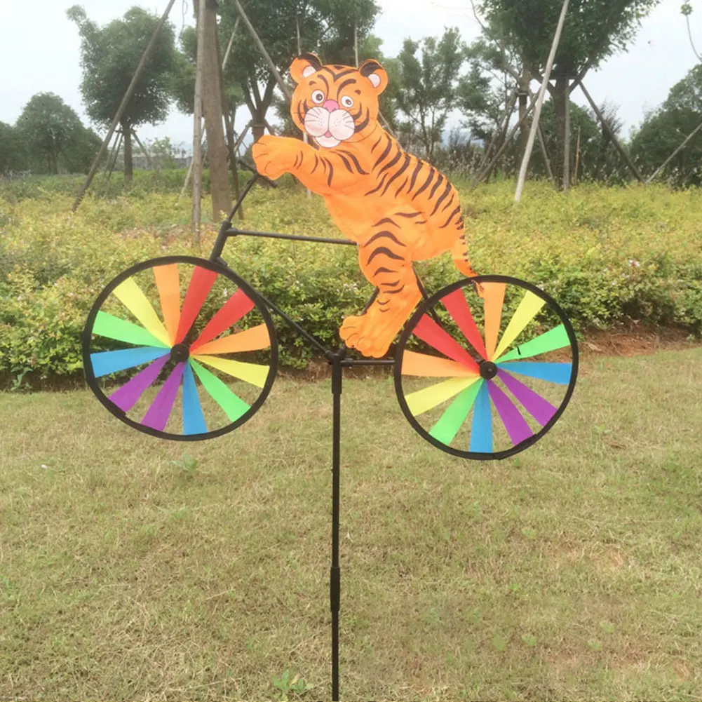 Classic Toy Windmill Pinwheels Animal Pattern Gift Strip Shape Home Ornament Kids Wind Spinner Funny Bike Cute Rainbow Garden
